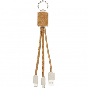 Logotrade promotional merchandise image of: Bates wheat straw and cork 3-in-1 charging cable